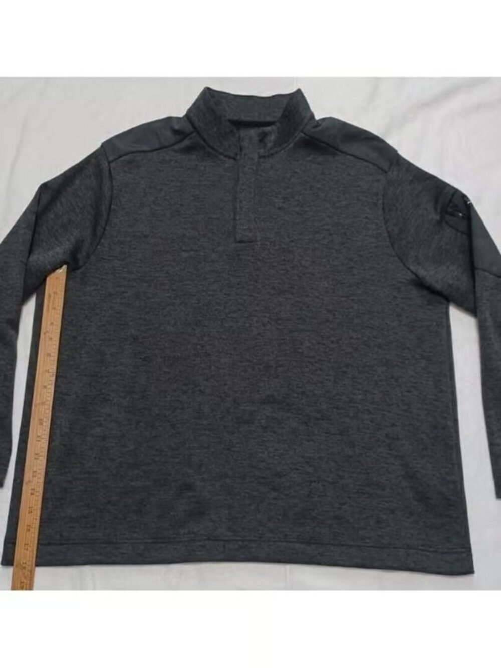Greg Norman Mens Heathered Charcoal Grey Quarter Zip Pullover Sleeve Pocket XL